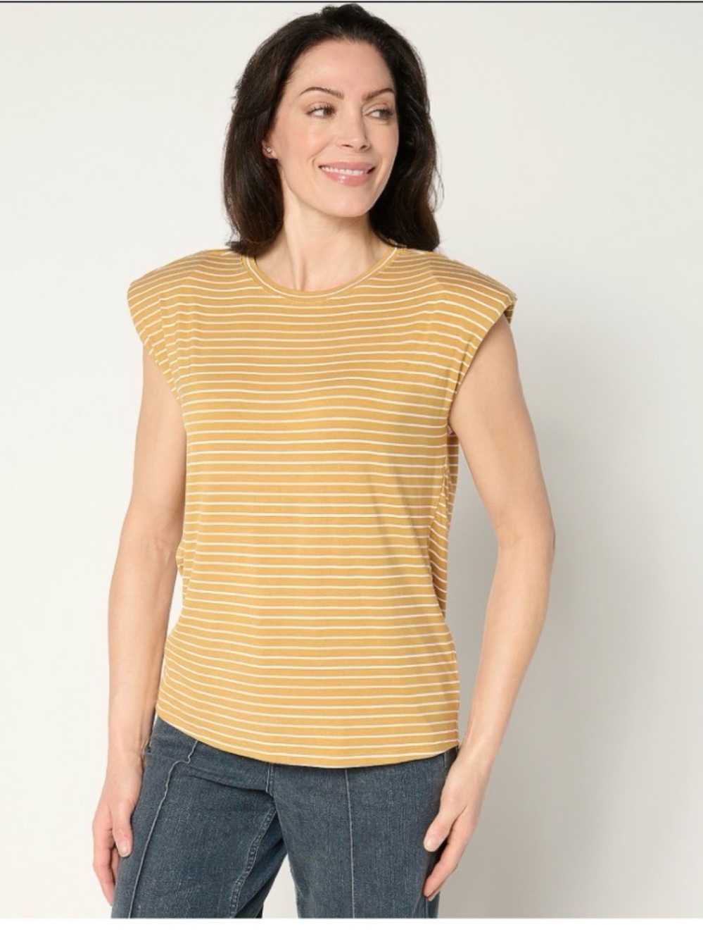 Me by Jennie Garth Harbor Striped Tee size XL Golden Ochre